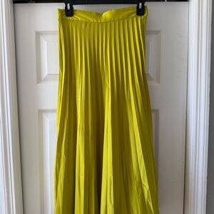 Zara Yellow Pleated Midi Skirt
